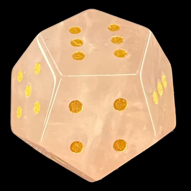 DodecaDice Gemstone Quartz Rose & Gold Double D6 12 Sided Spot D6 Dice