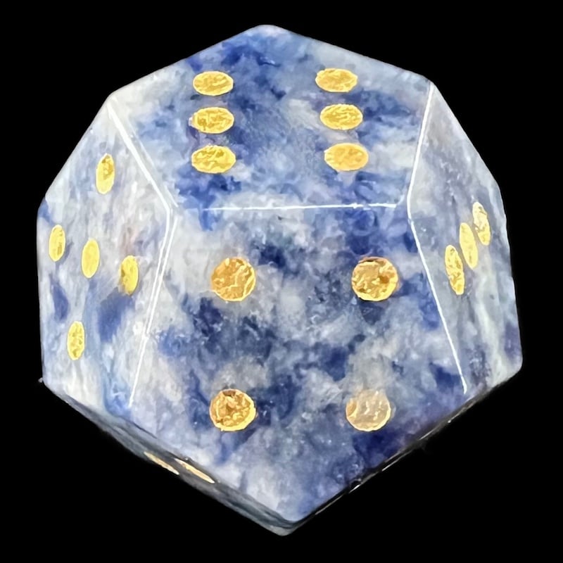 DodecaDice Gemstone Sodalite Light & Gold Double D6 12 Sided Spot D6 Dice