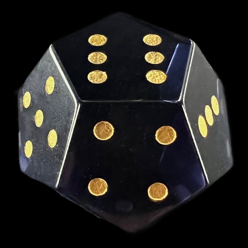 DodecaDice Zircon Glass Alexandrite & Gold Double D6 12 Sided Spot D6 Dice