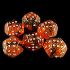 DodecaDice Double D6 Glitter Amber 12 Sided 6 x D6 Dice Set