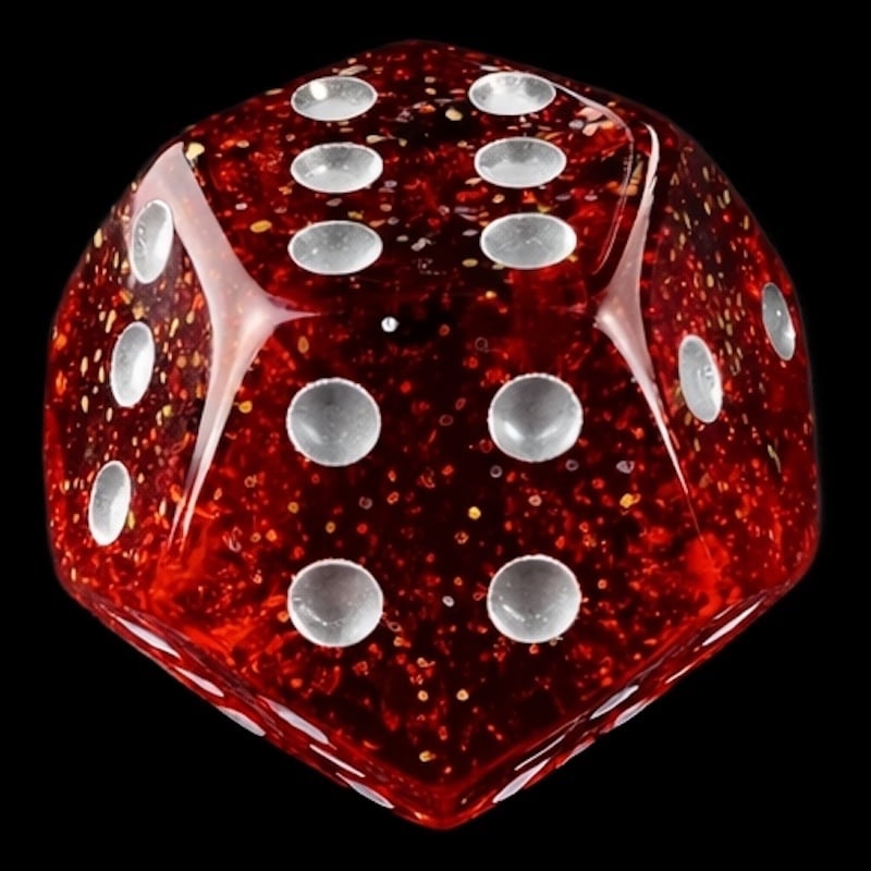 DodecaDice Double D6 Glitter Red 12 Sided 6 x D6 Dice Set