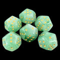 DodecaDice Double D6 Jade Green & Gold 12 Sided Spot 6 x D6 Dice Set