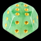 DodecaDice Double D6 Jade Green & Gold 12 Sided Spot 6 x D6 Dice Set