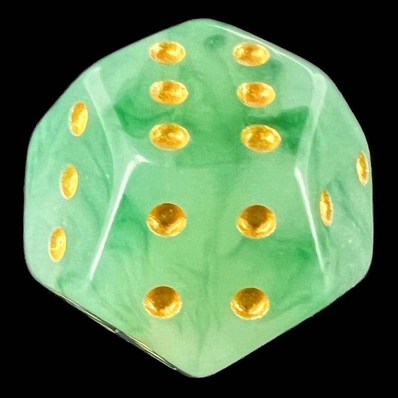 DodecaDice Double D6 Jade Green & Gold 12 Sided Spot 6 x D6 Dice Set