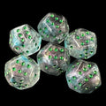 DodecaDice Double D6 Luminous Cyberspace 12 Sided Spot 6 x D6 Dice Set
