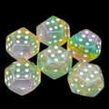 DodecaDice Double D6 Luminous Fairy Dust 12 Sided Spot 6 x D6 Dice Set