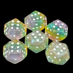 DodecaDice Double D6 Luminous Fairy Dust 12 Sided Spot 6 x D6 Dice Set