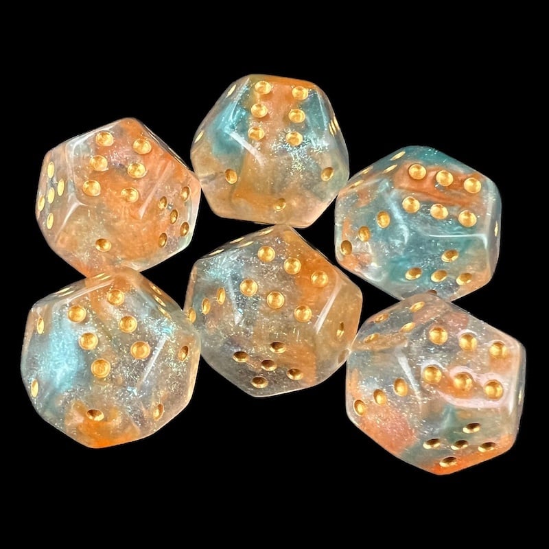 DodecaDice Double D6 Luminous Koi 12 Sided Spot 6 x D6 Dice Set