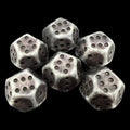 DodecaDice Double D6 Opaque Antique Silver 12 Sided Spot 6 x D6 Dice Set