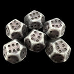 DodecaDice Double D6 Opaque Antique Silver 12 Sided Spot 6 x D6 Dice Set