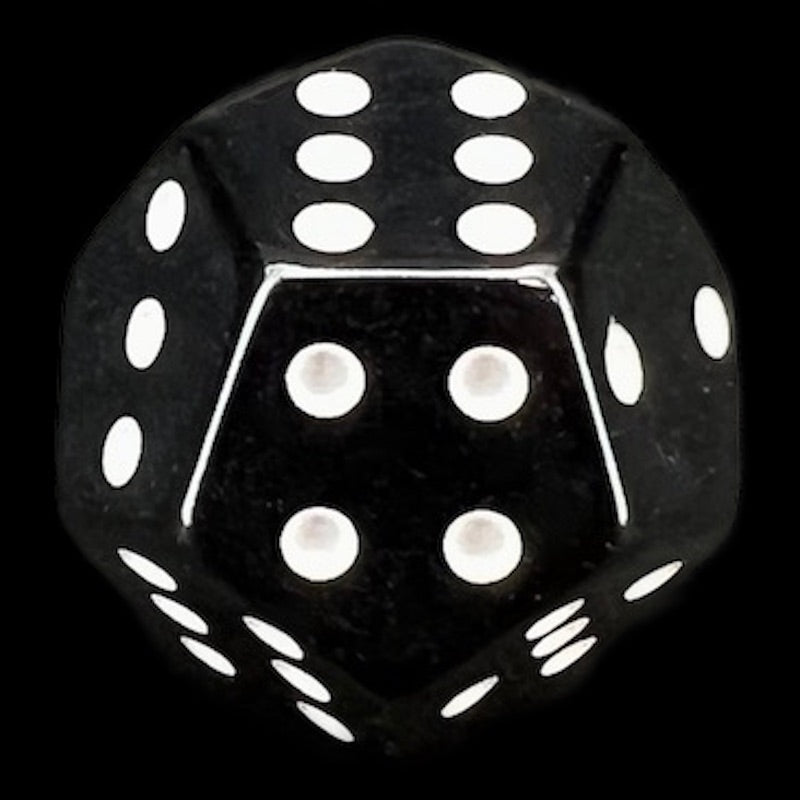 DodecaDice Double D6 Opaque Black & White 12 Sided Spot D6 Dice