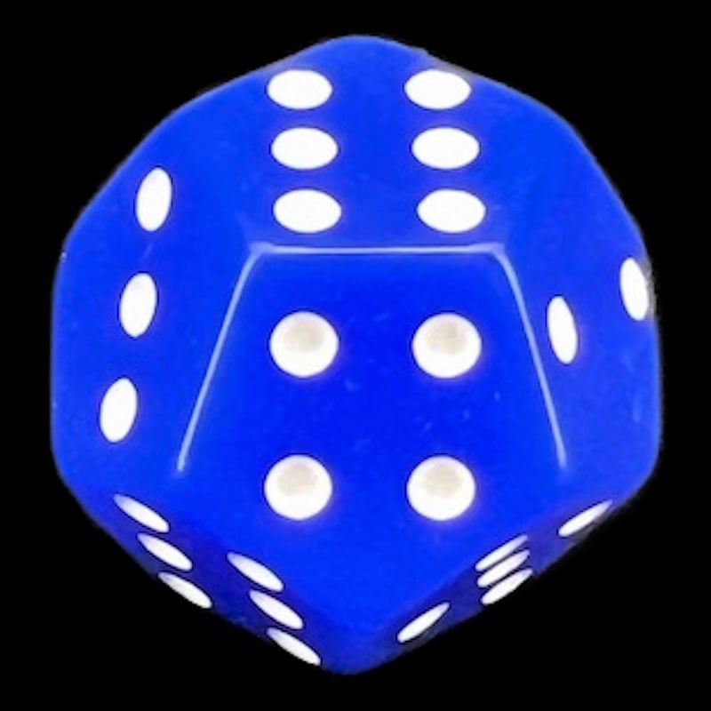 DodecaDice Double D6 Opaque Blue & White 12 Sided 6 x D6 Dice Set