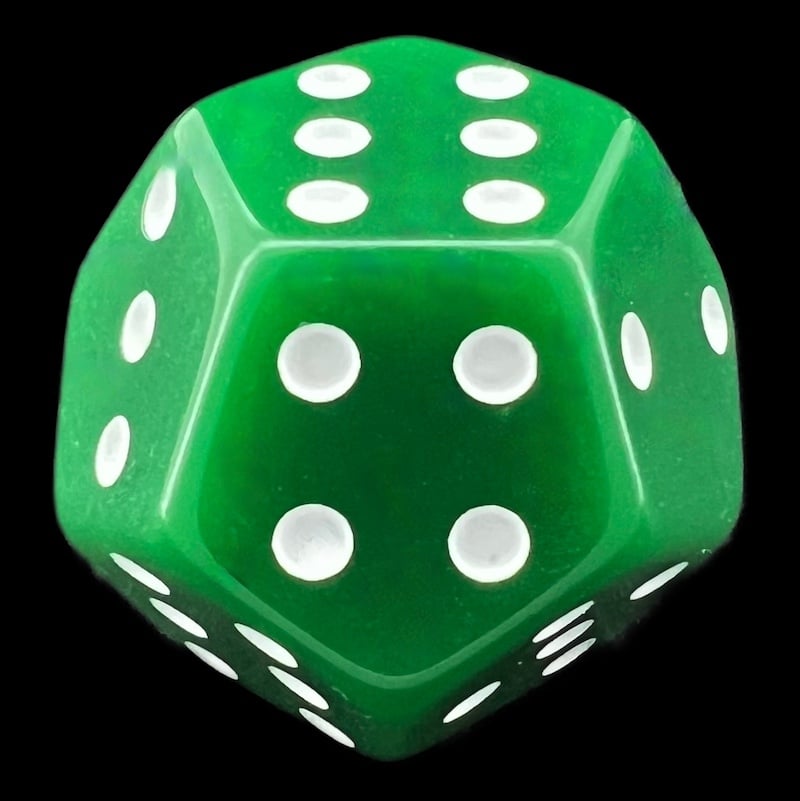 DodecaDice Double D6 Opaque Green & White 12 Sided Spot D6 Dice