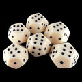 DodecaDice Double D6 Opaque Ivory & Black 12 Sided 6 x D6 Dice Set