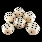 DodecaDice Double D6 Opaque Ivory & Black 12 Sided 6 x D6 Dice Set
