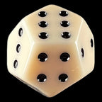 DodecaDice Double D6 Opaque Ivory & Black 12 Sided 6 x D6 Dice Set