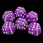 DodecaDice Double D6 Opaque Purple &amp; White 12 Sided 6 x D6 Dice Set