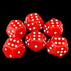 DodecaDice Double D6 Opaque Red & White 12 Sided 6 x D6 Dice Set