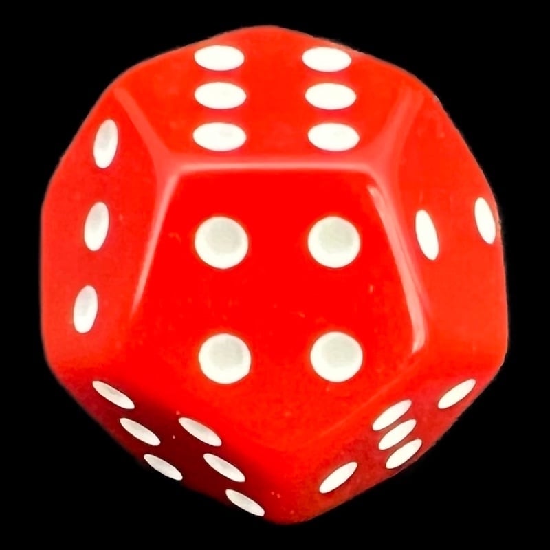 DodecaDice Double D6 Opaque Red & White 12 Sided 6 x D6 Dice Set