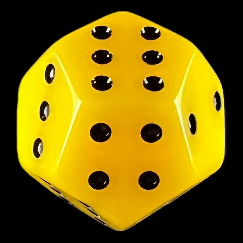 DodecaDice Double D6 Opaque Yellow & Black 12 Sided Spot D6 Dice