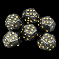 DodecaDice Double D6 Pearl Black & Gold 12 Sided 6 x D6 Dice Set