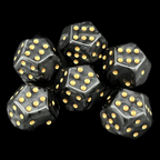 DodecaDice Double D6 Pearl Black & Gold 12 Sided 6 x D6 Dice Set