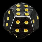 DodecaDice Double D6 Pearl Black & Gold 12 Sided 6 x D6 Dice Set