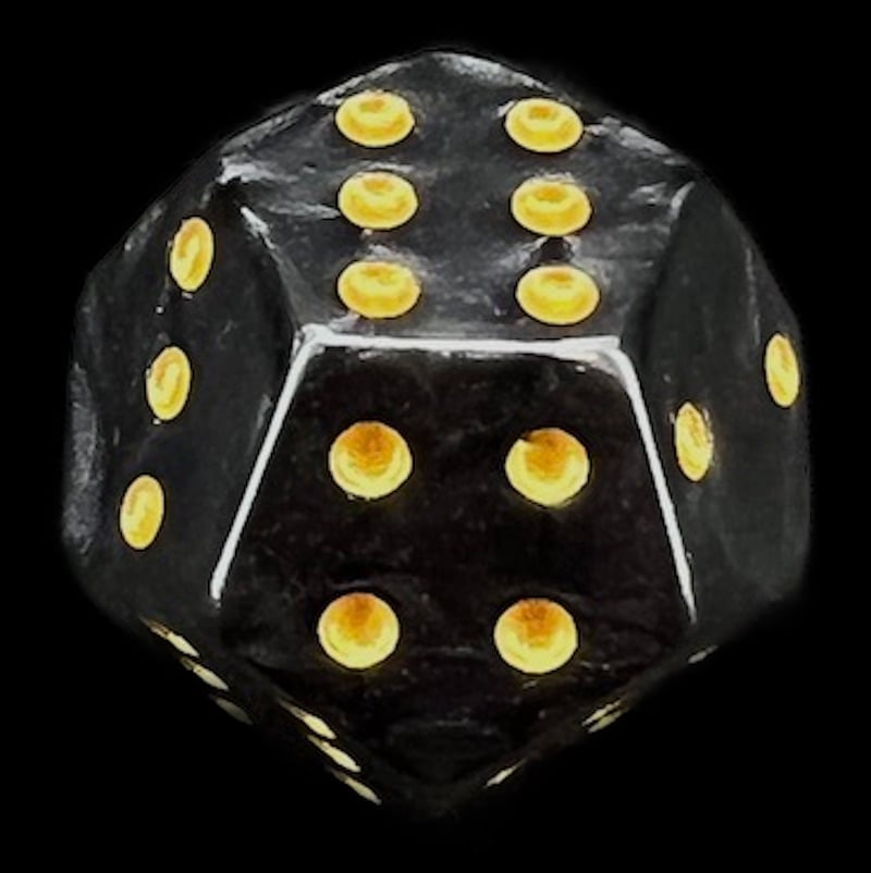 DodecaDice Double D6 Pearl Black & Gold 12 Sided Spot D6 Dice