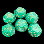 DodecaDice Double D6 Pearl Green & Gold 12 Sided 6 x D6 Dice Set