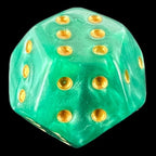 DodecaDice Double D6 Pearl Green & Gold 12 Sided 6 x D6 Dice Set