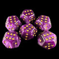 DodecaDice Double D6 Pearl Purple & Gold 12 Sided 6 x D6 Dice Set