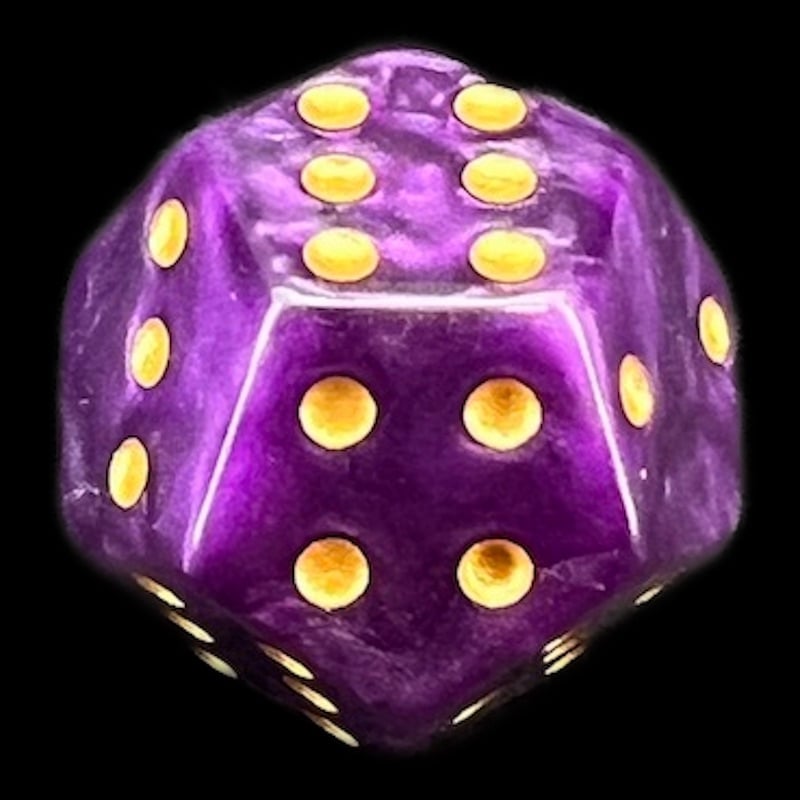 DodecaDice Double D6 Pearl Purple & Gold 12 Sided Spot D6 Dice