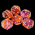 DodecaDice Double D6 Pearl Swirl Purple & Orange 12 Sided 6 x D6 Dice Set