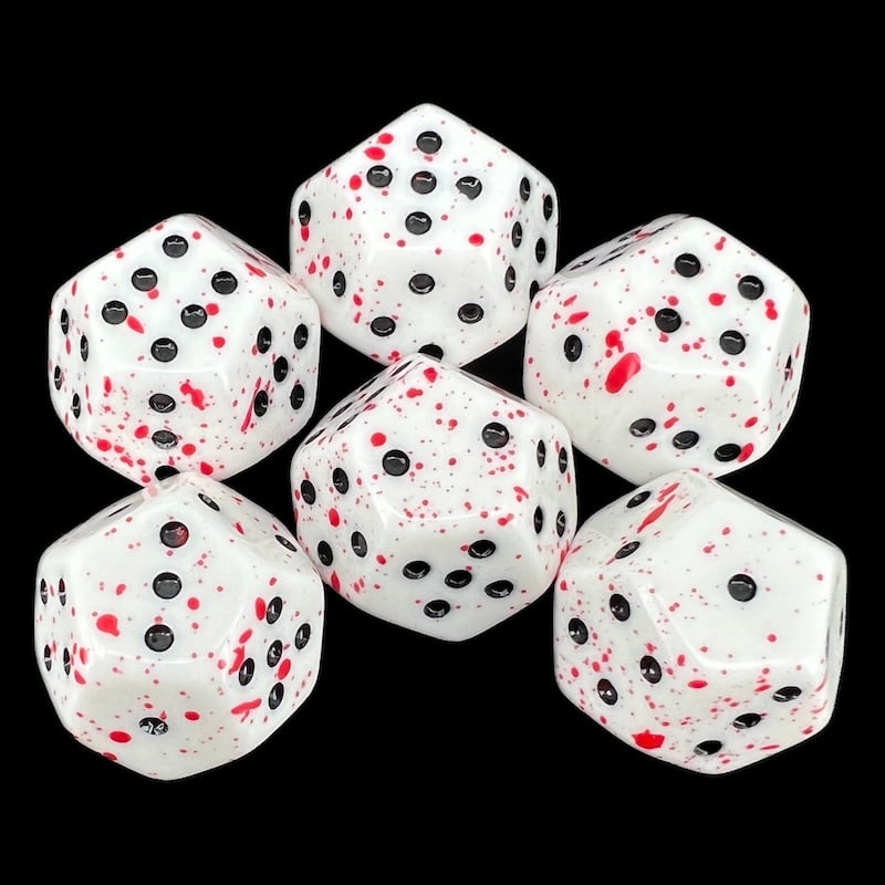 DodecaDice Double D6 Layer Splatter - Red Blood 12 Sided Spot D6 Dice Set