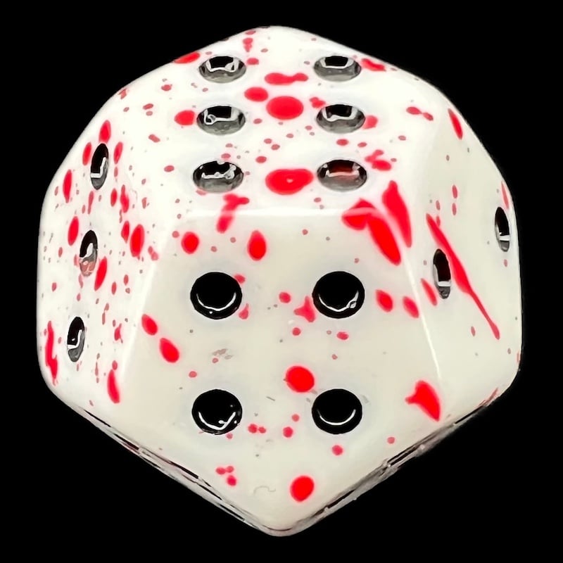 DodecaDice Double D6 Layer Splatter - Red Blood 12 Sided Spot D6 Dice Set