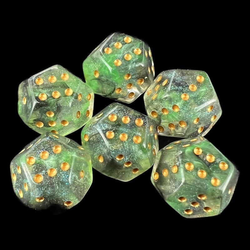 DodecaDice Double D6 Luminous Venom 12 Sided Spot 6 x D6 Dice Set