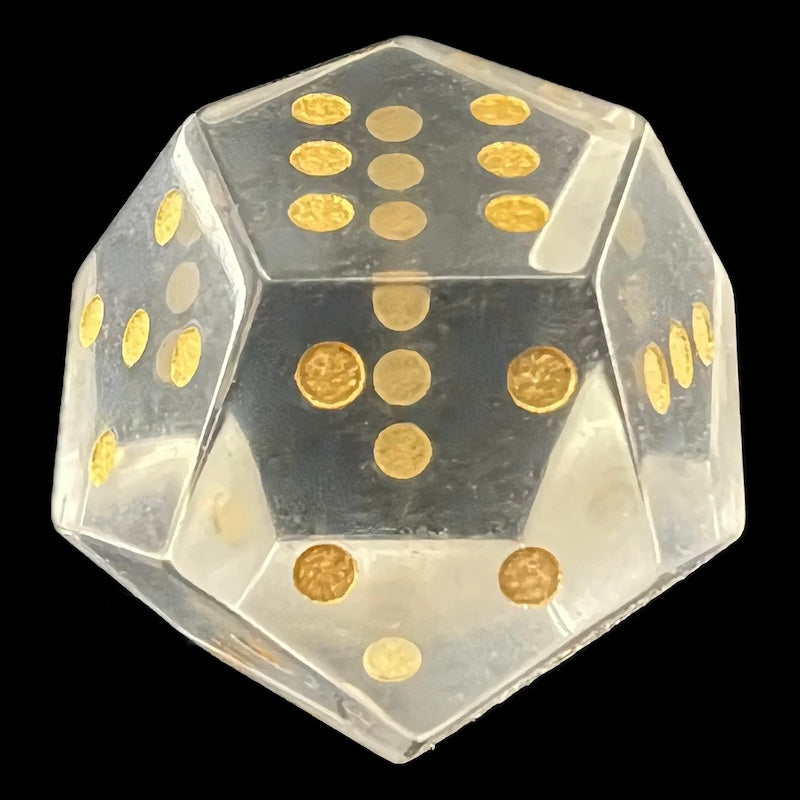 DodecaDice Zircon Glass Diamond & Gold Double D6 12 Sided Spot D6 Dice