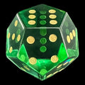 DodecaDice Zircon Glass Light Emerald & Gold Double D6 12 Sided Spot D6 Dice