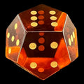 DodecaDice Zircon Glass Orange Topaz & Gold Double D6 12 Sided Spot D6 Dice