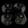DodecaDice Double Fate/Fudge Black & Gold 12 Sided Dice Set (4)