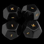 DodecaDice Double Fate/Fudge Black & Gold 12 Sided Dice Set (4)
