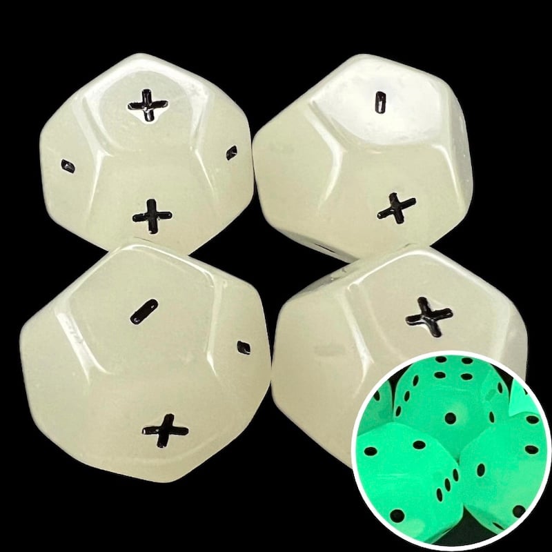 DodecaDice Double Fate/Fudge Frost White Glow 12 Sided Dice Set (4)