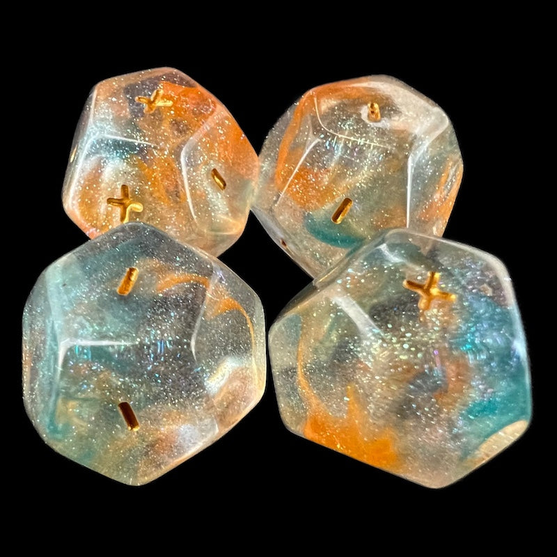 DodecaDice Double Fate/Fudge Luminous Koi 12 Sided Dice Set (4)