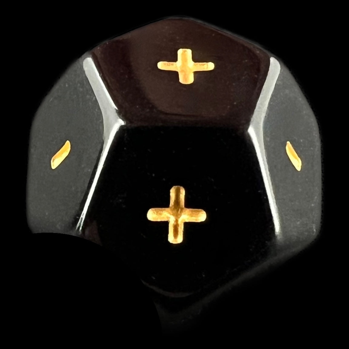 DodecaDice Double Fate/Fudge Opaque Black & Gold 12 Sided Dice