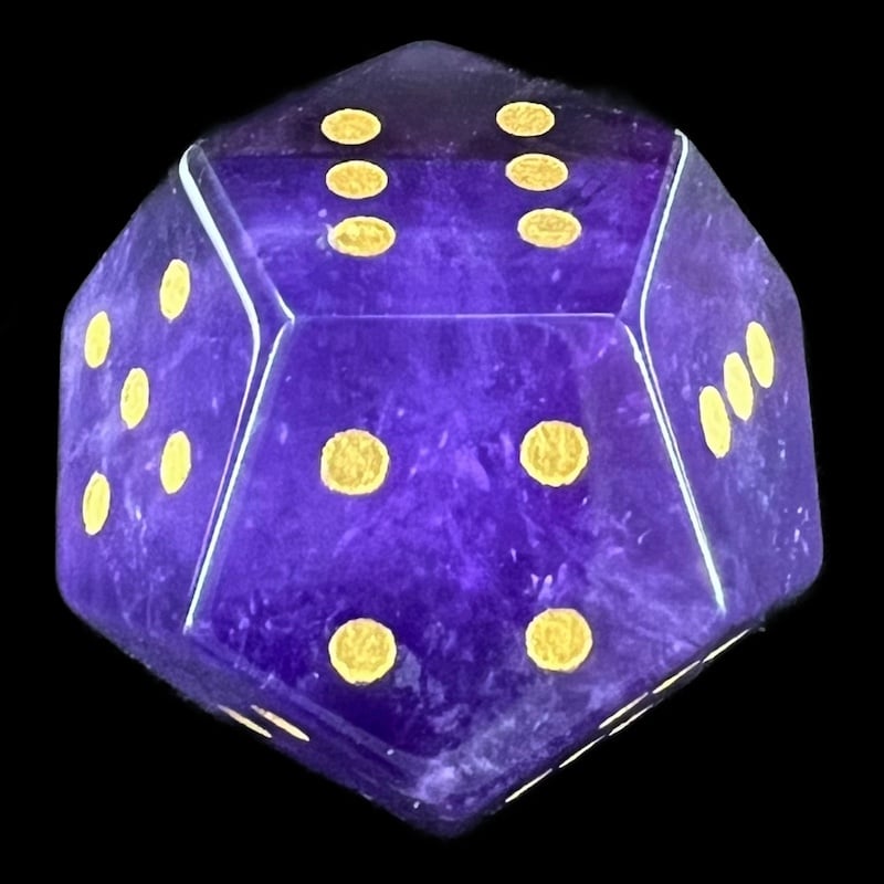 DodecaDice Gemstone Amethyst Dark & Gold Double D6 12 Sided Spot D6 Dice