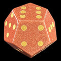DodecaDice Gemstone Goldstone Gold & Gold Double D6 12 Sided Spot D6 Dice