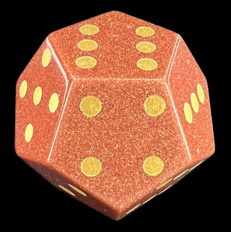 DodecaDice Gemstone Goldstone Gold & Gold Double D6 12 Sided Spot D6 Dice