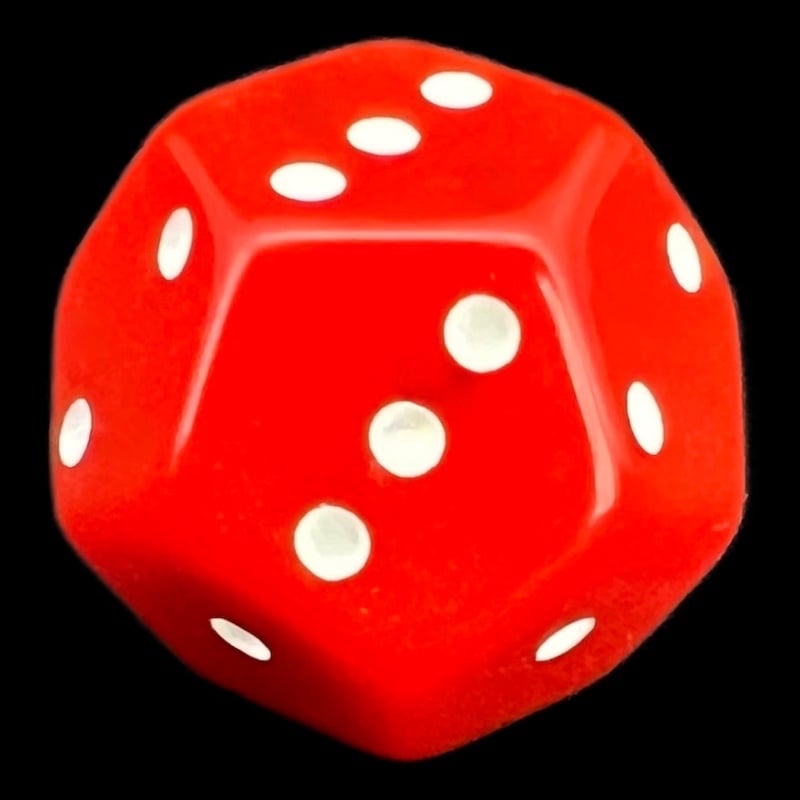 DodecaDice Quadruple D3 Opaque Red & White 12 Sided Spot D3 Dice