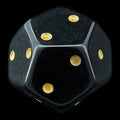 DodecaDice Six-Fold D2 Opaque Black & Gold 12 Sided Spot D2 Dice