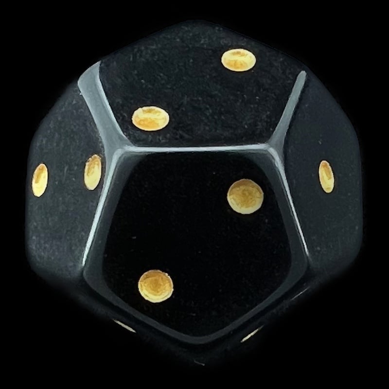 DodecaDice Six-Fold D2 Opaque Black & Gold 12 Sided Spot D2 Dice